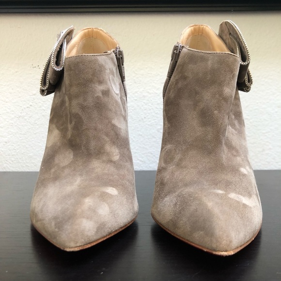 MRS BABA Suede Ruffle Embellished Ankle Boot Heels - Picture 8 of 13